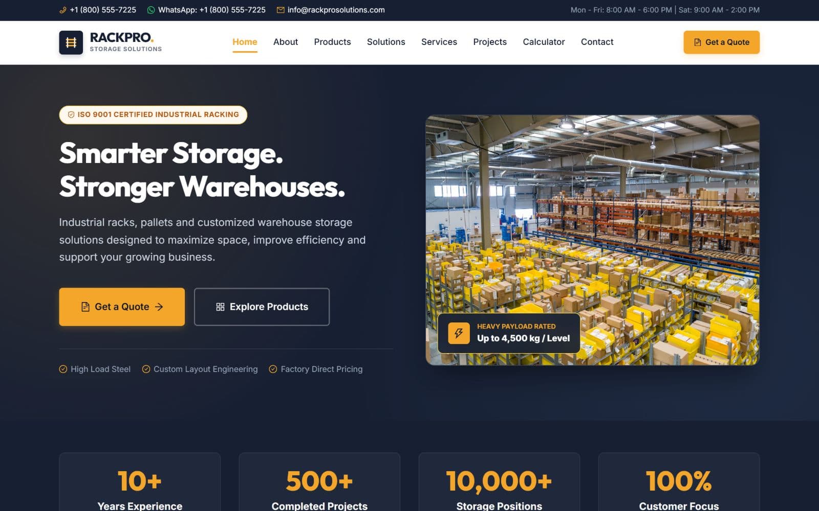 RackPro Solutions screen